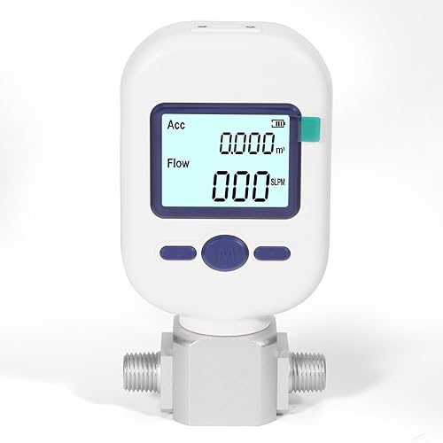 1/4" NPT Portable Digital Thermal Mass Flow Meter for Compressed Air, Nitrogen, Oxygen - 0-20L/min High Accuracy Flow Meter with LCD & RS485 Modbus (MF5706)
