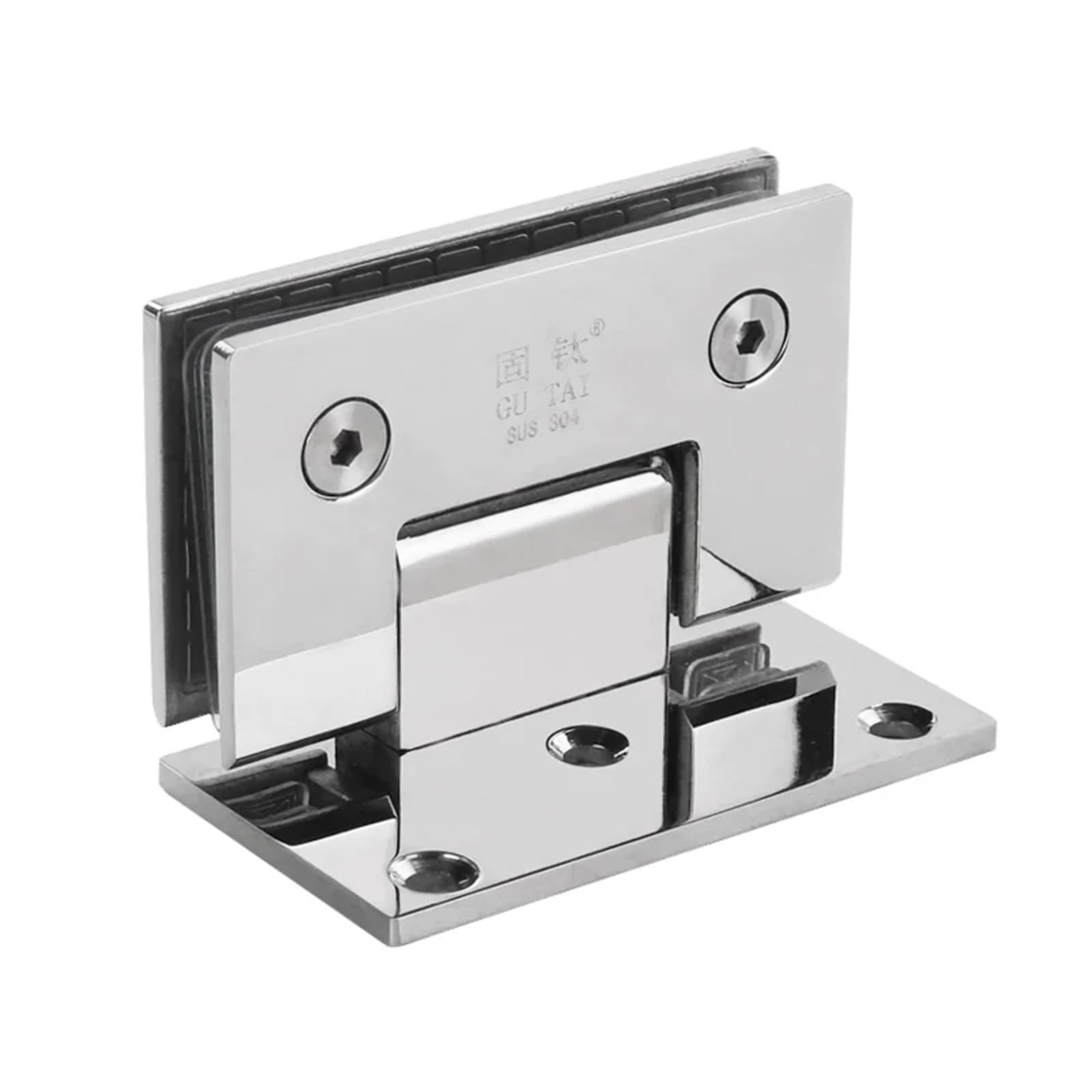 Glass Door Bathrooms Stainless Steel 304 Wall Mount Glass Shower Fixing Clip Chrome Door Hinge (90 Degrees is Open) Hardware Hinges