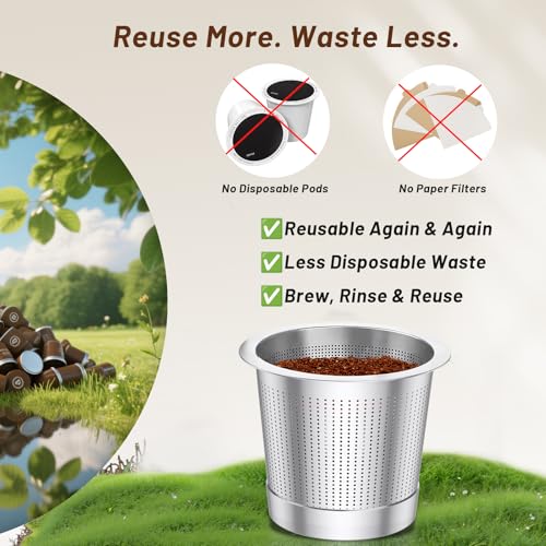Image of ComfortGrip Reusable K Cups for Keurig 1.0, 4 Pack Stainless Steel Coffee Pods with Anti-Scald Silicone Lid, 304 Food-Grade Steel, BPA-Free (Not for K-Slim /K-Supreme /Keurig 2.0)