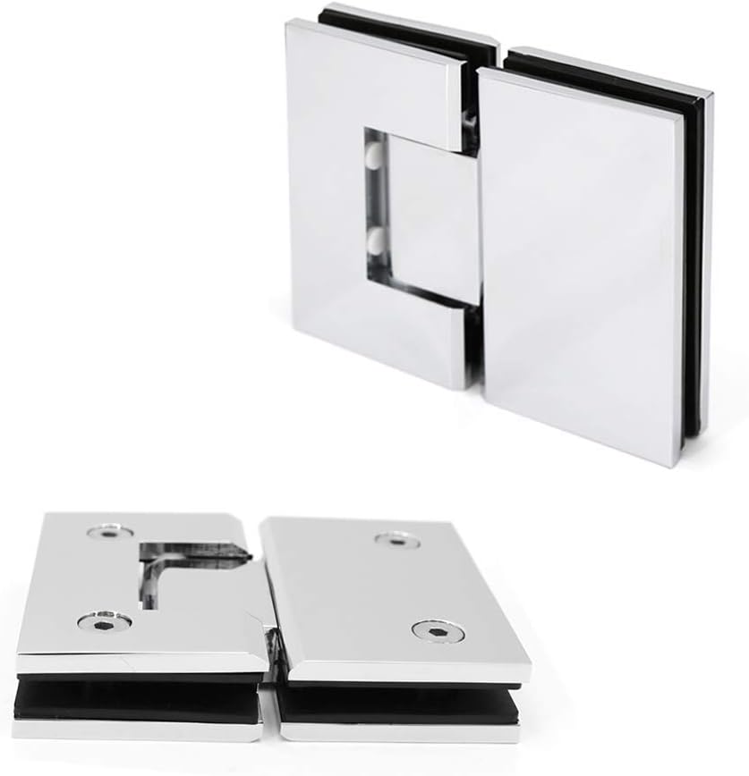 Chromed 180 Degree Geneva Glass to Glass Shower Door Hinge and Round Pull Handle Towel Bar for 1/2" - 3/8" Glass (GAS301-GP-SSTB457M)