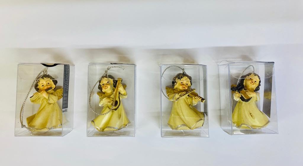 FADEDA 4 angeli da parete musicanti/altezza: 15 cm/dipinti a mano/statuette fedeli ai dettagli, decorazione da tavolo di Natale, accessori per presepe