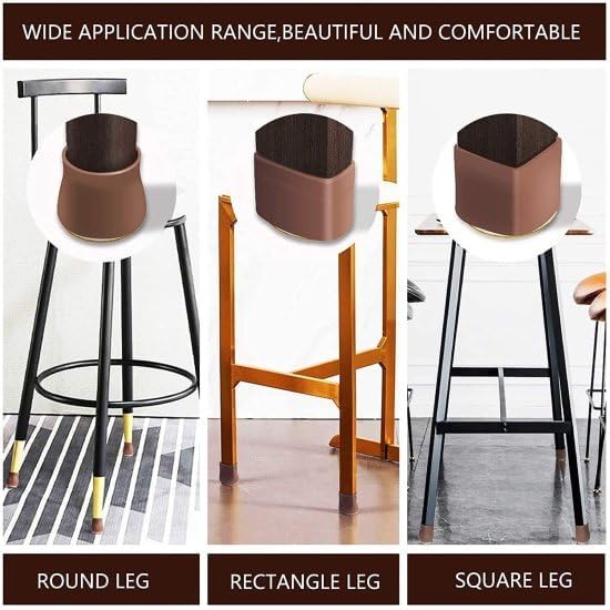 BLUE CRANE Silicone Chair Leg Floor Protectors – 8 Pcs | Rubber Chair Leg Caps Furniture Protector to Prevent Scratches, Reduce Noise, Anti-Slip | Furniture Leg Covers for Chair, Stool Table,Brown 1