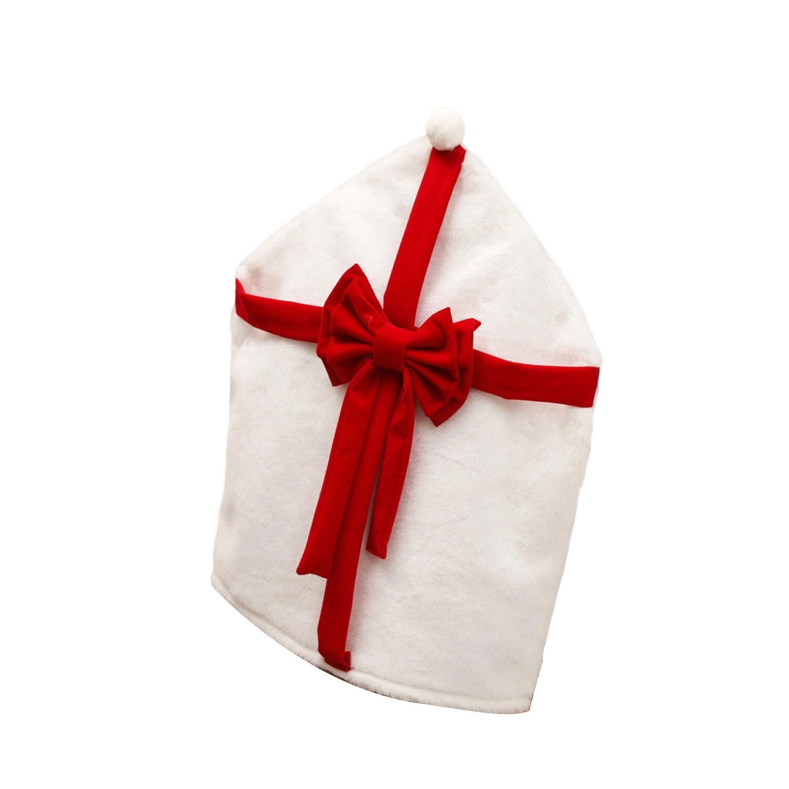 APGLSXY Christmas Bowknot Chair Cover Plush for Holiday Party Decoration Chair Kitchen Dining Slipcover Family Safe Covers