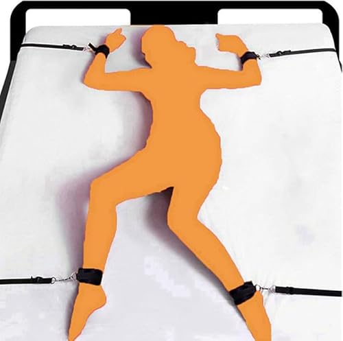Lreasme BED RESTRAINTS KIT Restraints King Mattress Bed Straps Adult Play Sex Ties cover