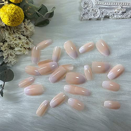 24 pezzi di unghie naturali sfumate francesi a