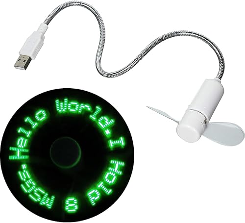 PowerTRC Ventilador de mensaje programable LED con dibujo personalizado - alimentado por USB (LED verde)