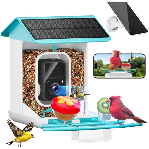 BROAIMX Smart Bird Feeder with Camera-AI Identify 11,000+ Species, 2K HD Auto Capture Birds Video & 64G TF Card, Solar-Powered Wireless Outdoor Design, Birdhouse with Built-in Two-Way Microphone