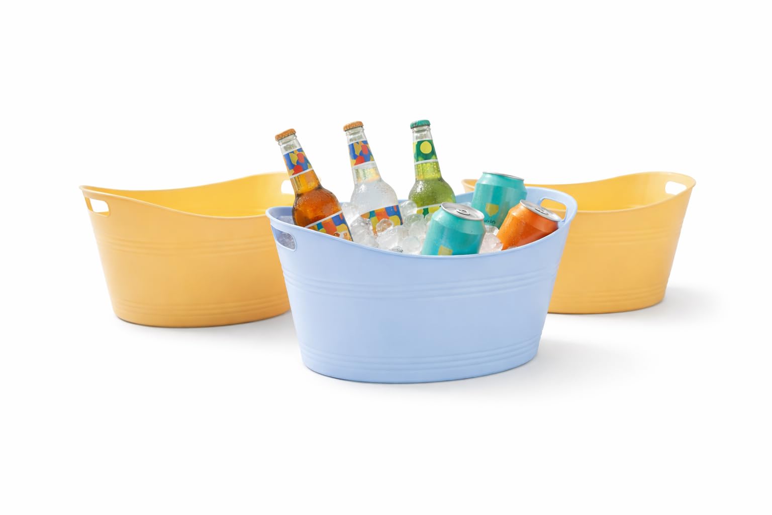 Eyesome Blue 24L Plastic Party Drink Bucket Tub – Extra Large Beverage Cooler With Handles – Perfect For Chilling Bottles & Cans At Bbqs, Picnics & Events