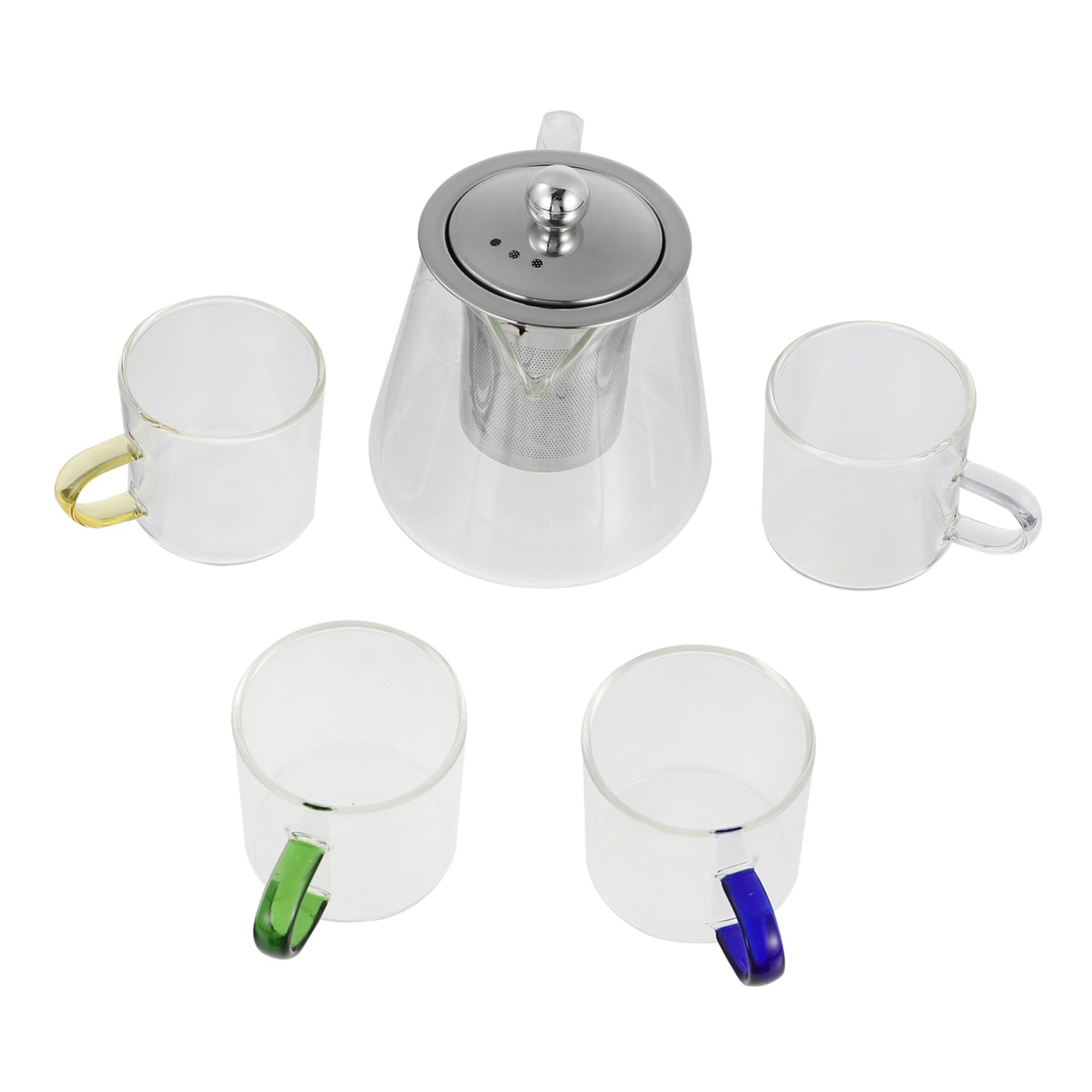 Toyvian Glas Teekanne Transparent Mit Integriertem Sieb Tee-Ei Für Jasmintee Grüntee Oolong-Tee Beinhaltet Hitzebeständige Teekessel Mit Tassen Für Küche Esszimmer