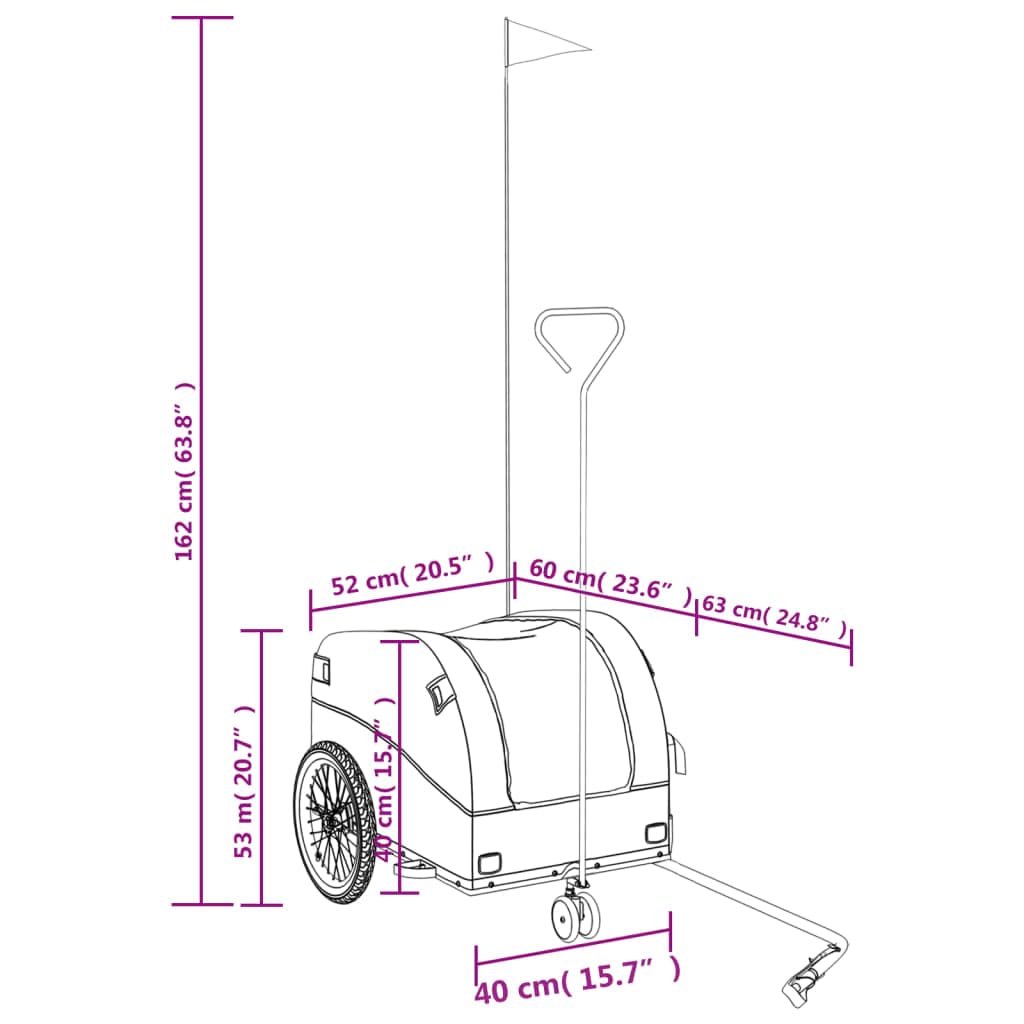 Remolque de hierro negro y azul, remolque de carga con tela Oxford, x x, capacidad de carga, barra de remolque, bandera de seguridad para equipaje, compras, camping