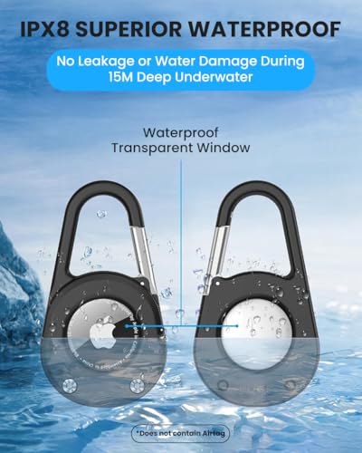 Image of ZORBES 2-in-1 Carabiner Keychain & Case for Apple AirTag, Thick Hard Plastic Resistant Case Air Tag Holder, Waterproof, Secure Lock, Universal Wheel Key Chain for Keys, Pets, Luggage & More