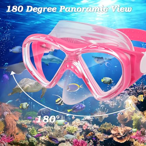 Image of Kids Swim Goggles Snorkel Diving Mask for Boys Girls Ages 5-15, Two-Color Anti-Fog Swimming Goggles with Nose Cover