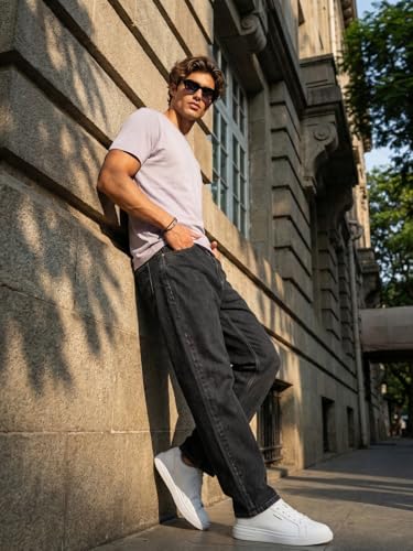 Image of Urbano Fashion Men's Relaxed Fit Washed Denim Jeans Non-Stretchable