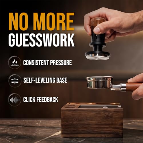 Image of 58mm Espresso Tamper | Calibrated Self-Leveling Coffee Tamper with Audible Click, Spring-Loaded, 304SS Ripple Base & Walnut Handle | 58.35mm Precision Tamper for Standard 58mm Baskets | Kanpeki Lab