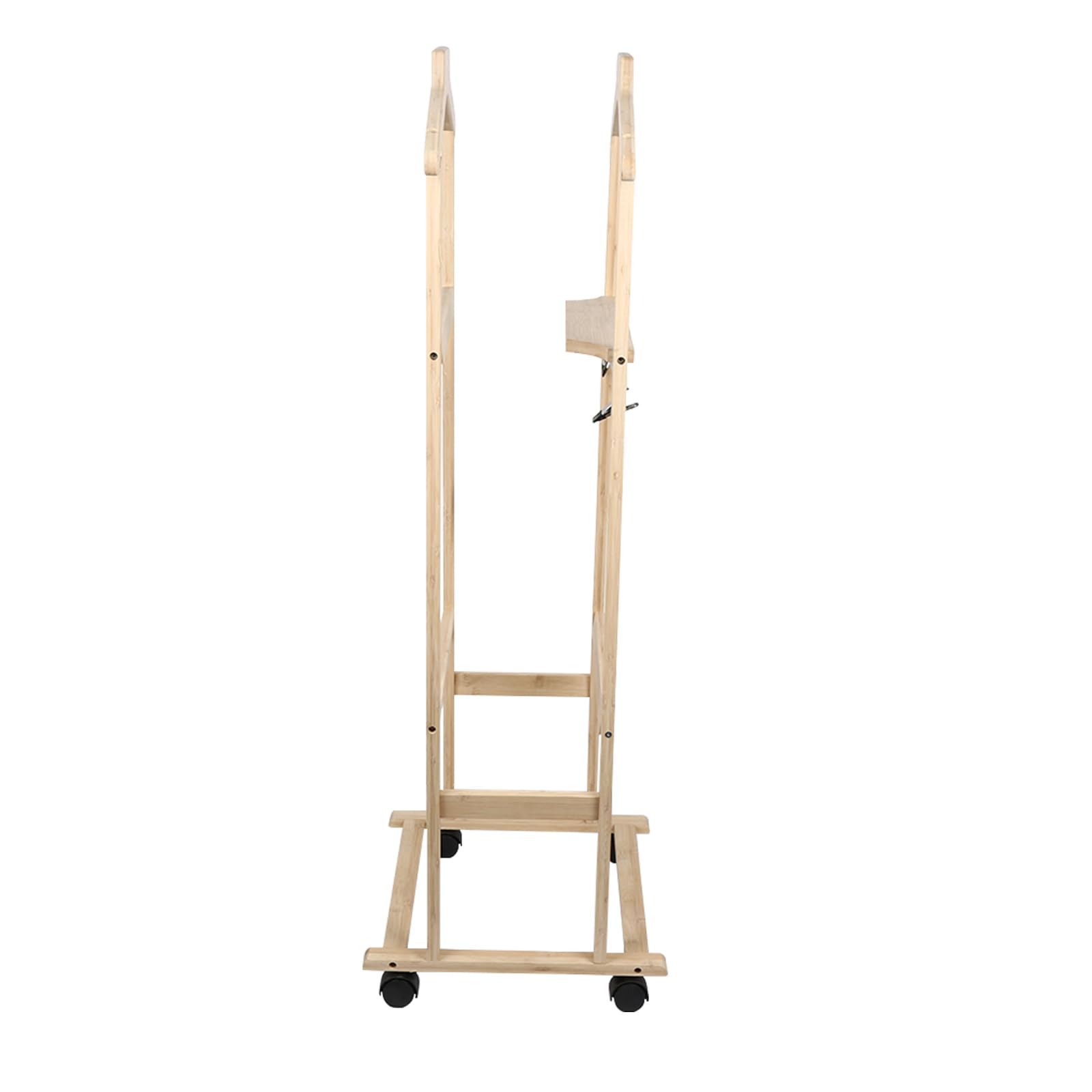 OHMG Valet de chambre bois,Portant à vêtements à roulettes,porte-manteau double barre à roulettes,penderie vêtement,Range-vêtements Chambre,buanderie,107X47X37cm, naturel (107 * 47 * 37cm)