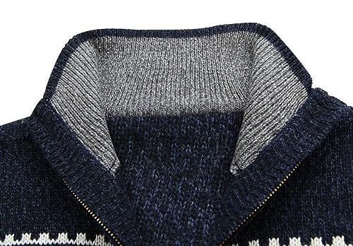 Kedera Men's Christmas Cardigans Ugly Xmas Sweaters Snowflake Stand Collar Knitted Winter Cardigan Sweater3