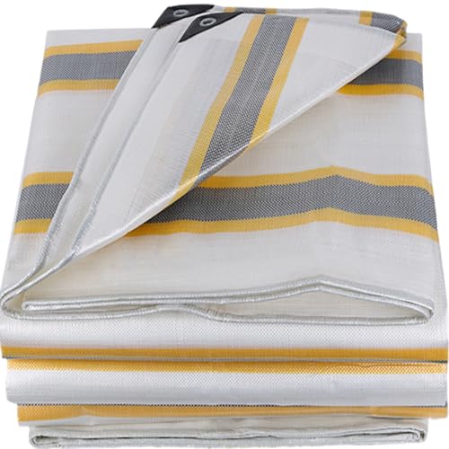 Lona de protección de 180 x 350 cm dorada con ojales y cuerda para patios 2