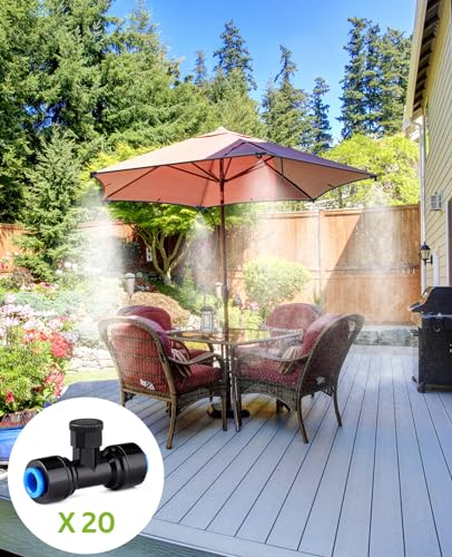 image for HIRALIY 20 Pack Misting Nozzles with 4 Black Plug for Outdoor Cooling 