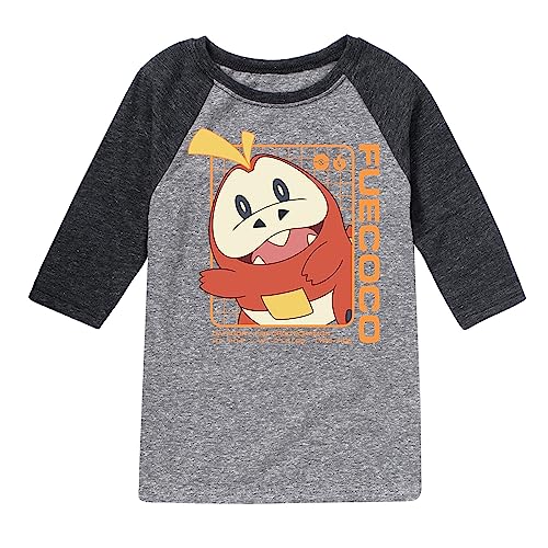 HYBRID APPAREL - Pokémon Fuecoco Stats - Kids Raglan Graphic T-Shirt