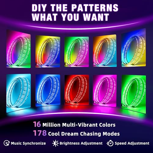 Image of 4PCS 14 inch Multi Color LED Wheel Ring Lights w /Dual Control for Trucks Cars