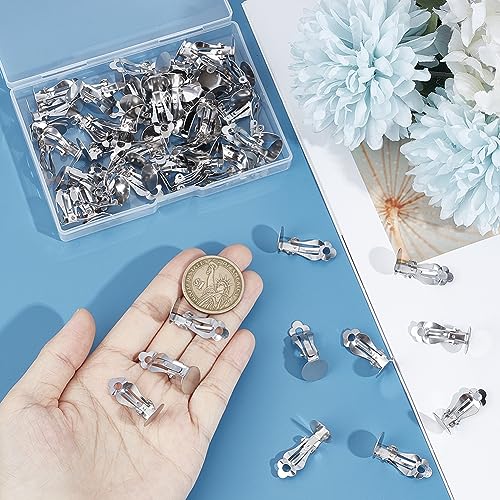 UNICRAFTALE 60Pcs 19.5mm Long 316 Stainless Steel Clip-On Stud Earring Findings Metal Flat Round Blank Clip-on Earring Clip-On Earring Converter Flat Earring Pads for Earring Making - Image 3