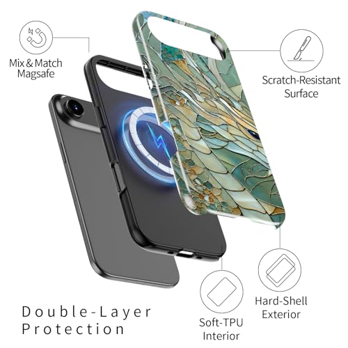Image of Goodon for iPhone Air Case Cute - Wireless Charging Compatible - Dual-Layer Hard Shell + Silicone Cover - Protective Phone Case with Trendy Designs for Women - an Abstract Dragon | Dual-Layer Hard Shell + Silicone, Slim Fit Protective Phone Cover with Wildflower Designs for Women Girls