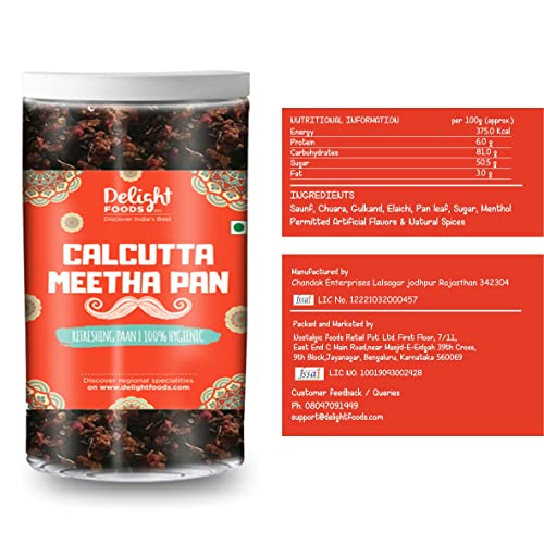 Image of Delight Foods Calcutta Meetha Paan and Banarasi Meetha Paan Mukhwas Mouth Freshener, 200grams(100gm each) |Sweet Paan Hygienically Packed Traditional Mukhwas & Paan | Premium Mouth Freshener