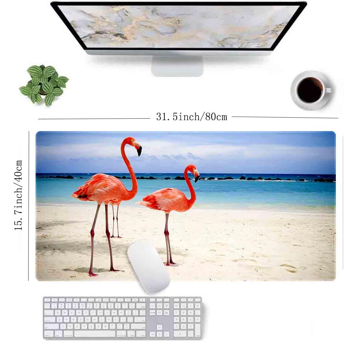 Pink Flamingos Non-Slip Rubber Large Mouse Pad For Desk Large Gaming Mouse Pad Xxl Extended Mouse Pad With Stitched Edges Non Slip Base Water Resist Pad Desk Mat 35 4x15 7inch