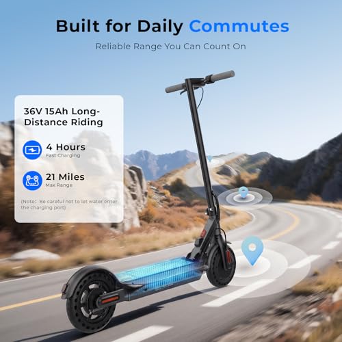 Image of Electric Scooter - Electric Scooter Adults, 500W Motor, 21 MPH, 21 Miles Max Range, APP Control, Double Braking Systems, 8.5'' Tire, Foldable E Scooter Teens