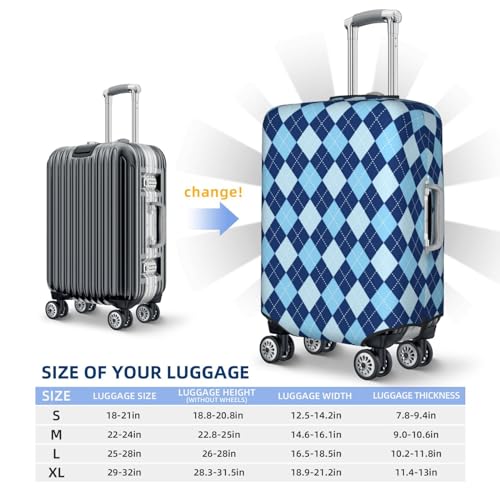 Travel Luggage Cover - Blue Squares Washable Suitcase Covers Protector Fits 18-32 Inch Luggage4