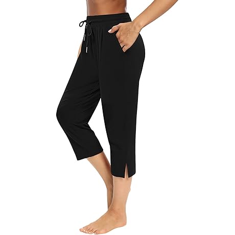 Sarin Mathews Womens Capri Yoga Pants Loose Workout Joggers Drawstring Sweatpants Lounge...