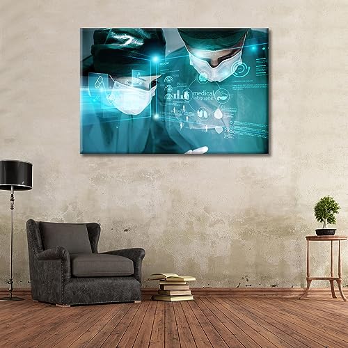 Image of Surgery and Medical Canvas Wall Art Laboratory Research Concept Wall Art Nosocomium 1 Panels Young Scientist Wall Pictures Giclee Wooden Framed Gallery-Wrapped Ready to Hang (24 inch Wx36 H)