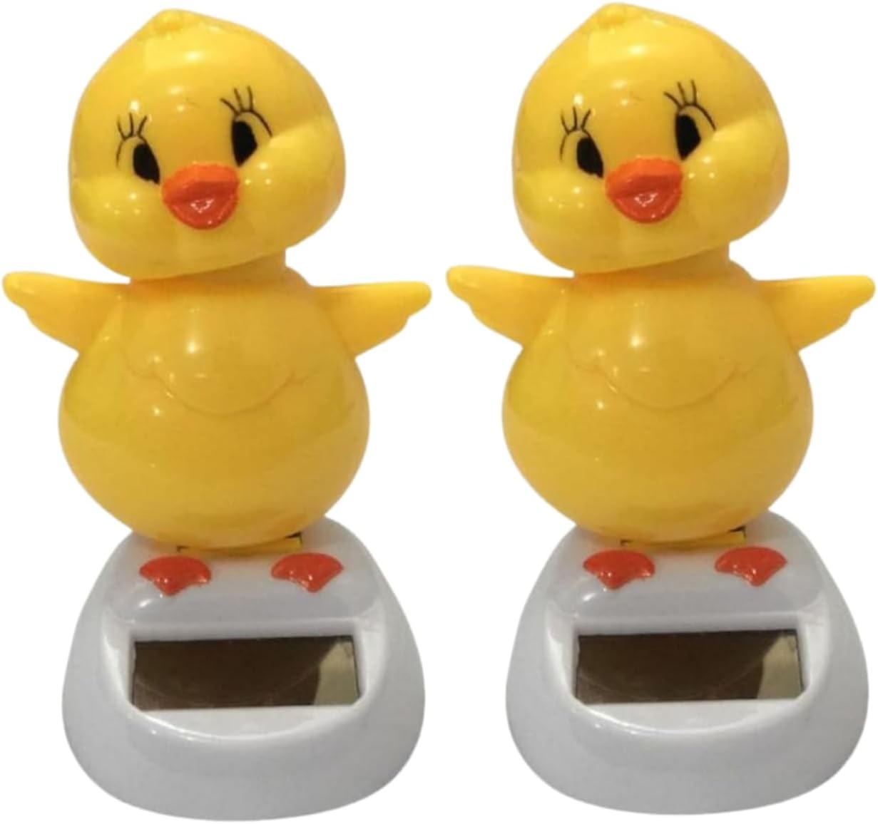 2Pcs Solar Powered Dancing Chick, Solar Bobblehead Chicken, Solar-Powered Car Charm, Cartoon Bobble Head Chick Ornaments Figures for Car Dashboard, Bobbleheads for Car Dashboard, Solar Power Kits