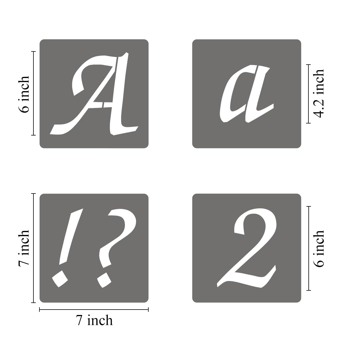 Plantillas de letras del alfabeto de 6 pulgadas, paquete de 70 plantillas de números de letras con letreros para pintar sobre madera, plantillas reutilizables de letras de caligrafía para pizarra,