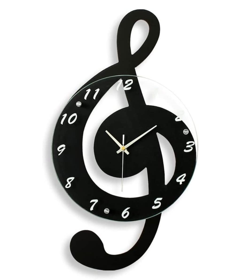 AZHKJKZH Wall Mounted Clock Musical Note Wall Clock Art Deco Modern Minimalist Atmosphere Pastoral Living Room European Style Silent For Living Room(Black)