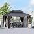 QZEN 10'x12' Hardtop Gazebo, Outdoor Double Roof Galvanized Steel Gazebo, Aluminum Frame Permanent Pavilion with Curtains & Netting for Backyard, Patio, Deck (10' x 12')