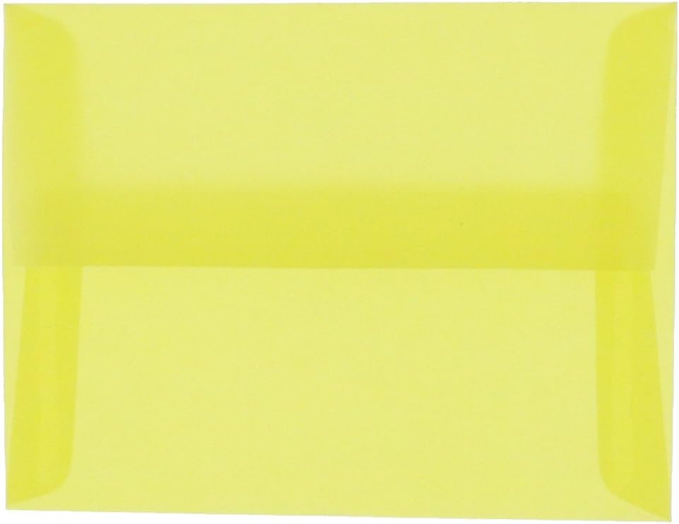 JAM PAPER #10 Business Translucent Vellum Envelopes - 4 1/8 x 9 1/2 - Primary Yellow - 25/Pack
