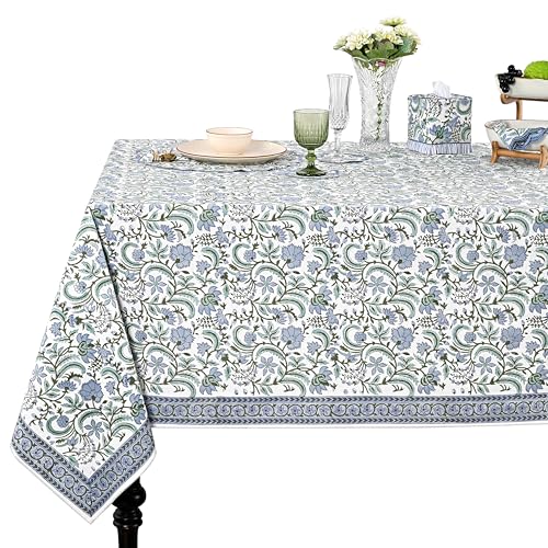 Ridhi Dark Columbia Blue, Turquoise Green 60x60 Inches Square 100%