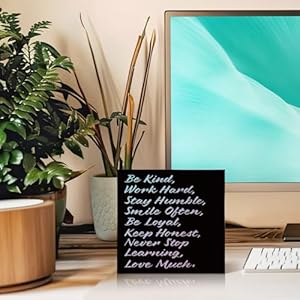 Be Kind Be Yourself Work Hard Stay Humble Smile Often 6×6 Inch Encouragement Wood Box Signs Funny Home Office Shelf Wooden Plaque Desk Decor Appreciation Gifts for Coworkers Friend Family