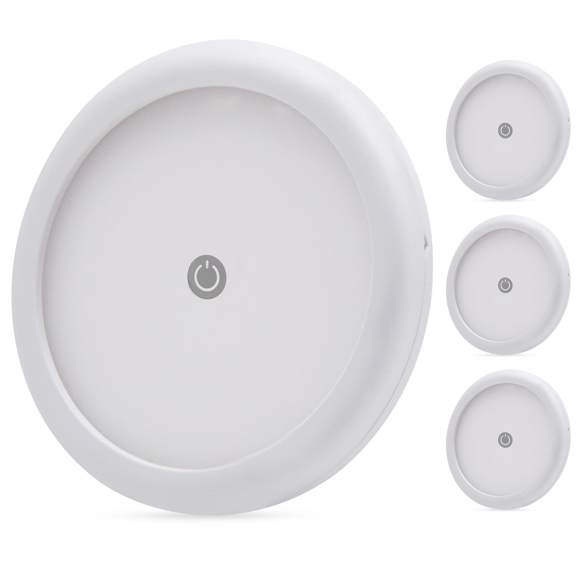 12V LED RV Puck Light with Touch Dimmable Switch - 3 Pack, 4.5in RV Surface Mount Ceiling Dome Light, for RV Motorhome Camper Van Travel Trailer