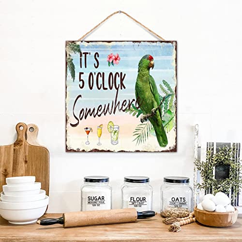 Panneau mural It's 5 O'Clock Somewhere en bois tropical 30cm - 2
