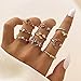 KISS WIFE Gold Stackable Moon Star Knuckle Rings Set for Women, Boho Dainty Lightweight Stacking Rings, Vintage Midi Rings Pack, Trendy Jewelry (2)