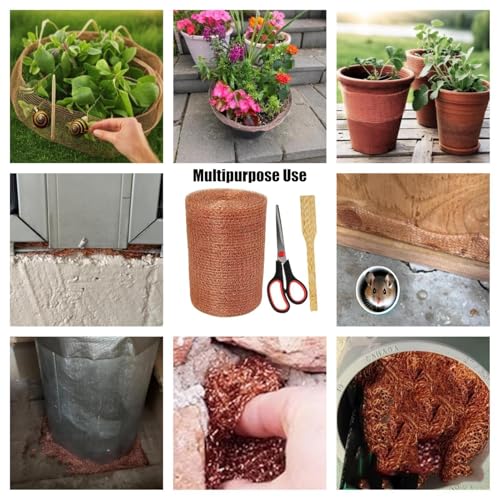 image for YAGJIA Copper Mesh Rodent Control 5 in x 33 ft, 100% Pure Rodent Barri