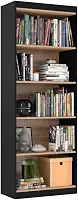 Genérico Organizador Livreiro Para Sala Escritório Space (Preto/Nature) - 4 Prateleiras - Contemporâneo - Estante, Armário