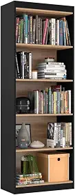 Genérico Organizador Livreiro Para Sala Escritório Space (Preto/Nature) - 4 Prateleiras - Contemporâneo - Estante, Armário