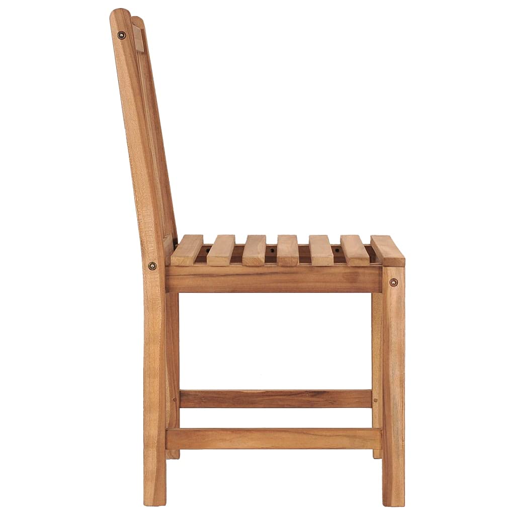 Juego de 4 sillas de jardín de madera con cojines, madera de teca maciza, sazonada y pulida, resistente hasta 110 kg por asiento, ideal para patio.