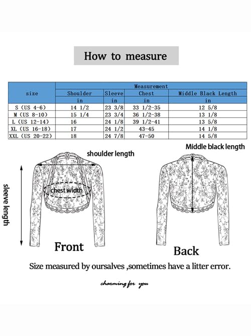 Latious Lace Bolero Shrugs for Dresses Formal Lace Jackets Long Sleeves Bridal Shrug for Women4