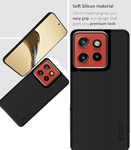 Image of Silicone Back Cover Case Compatible For Motorola Edge 50 Neo 5G (Textured Grip Design | Camera Protetion | Slim and Light Weight | Soft Touch and Feel | Black) (Moto Edge 50 Neo 5G)