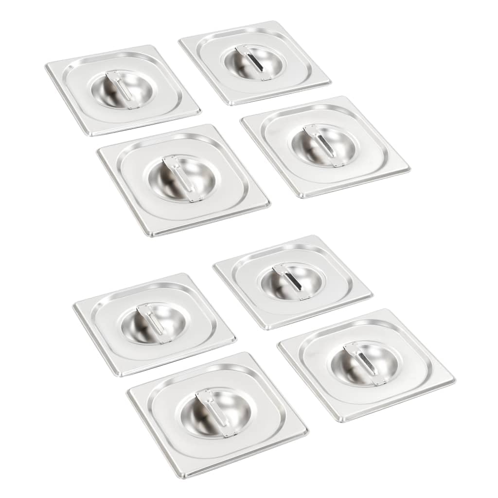 Générique Couvercles de Plateau 8 pcs GN 1/6 Acier Inoxydable, Accessoires Petit électroménager, Accessoires pour Tables Chaudes, Couvercles de bacs pour Tables Chaudes, Argent, (Poids 1.5KG)