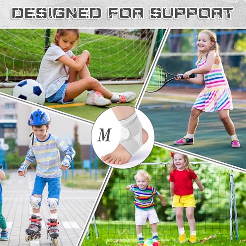 Image of Honoson 2 Pcs Ankle Brace Kid Ankle Support Youth Neoprene Lace up Compression Sleeve Foot Brace Stabilizer with Adjustable Strap for Sport Sprained Plantar Fasciitis Achilles Tendonitis(White,M)